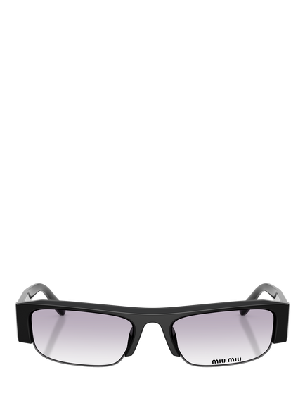 Miu Miu MU B07S16 Women's Rectangular Sunglasses, Black/Grey - view 2, Black/Grey