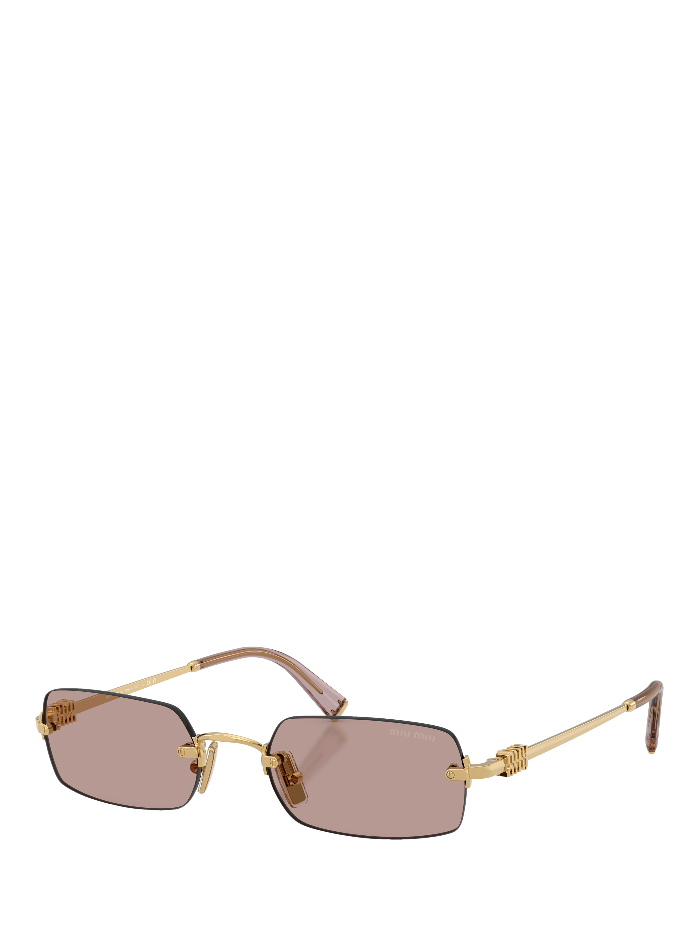Product image 1 of 5, which shows Miu Miu MU B50S5 Women's Rectangular Sunglasses, Gold/Brown