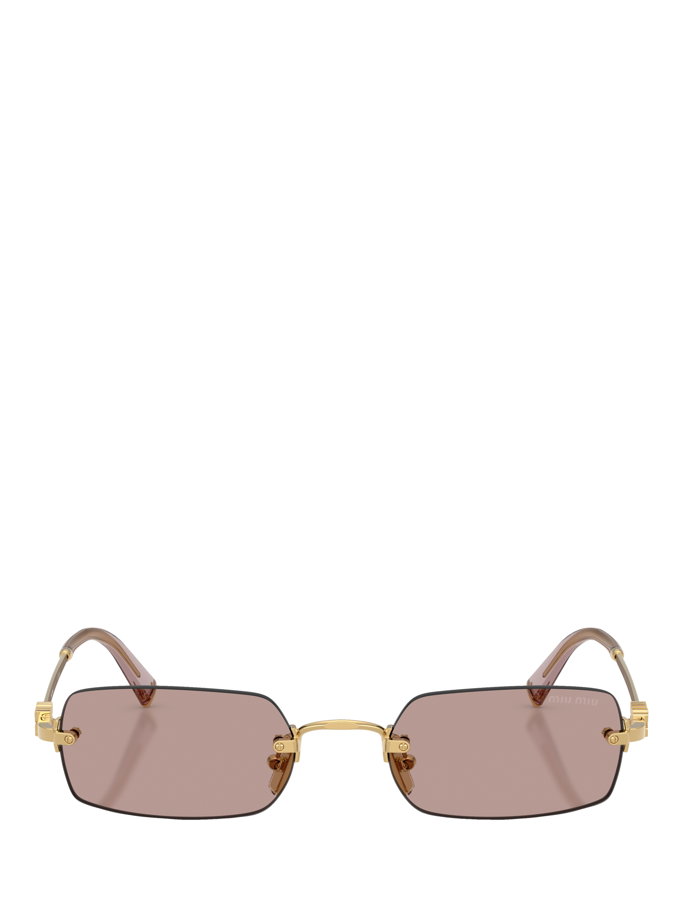 Product image 2 of 5, which shows Miu Miu MU B50S5 Women's Rectangular Sunglasses, Gold/Brown