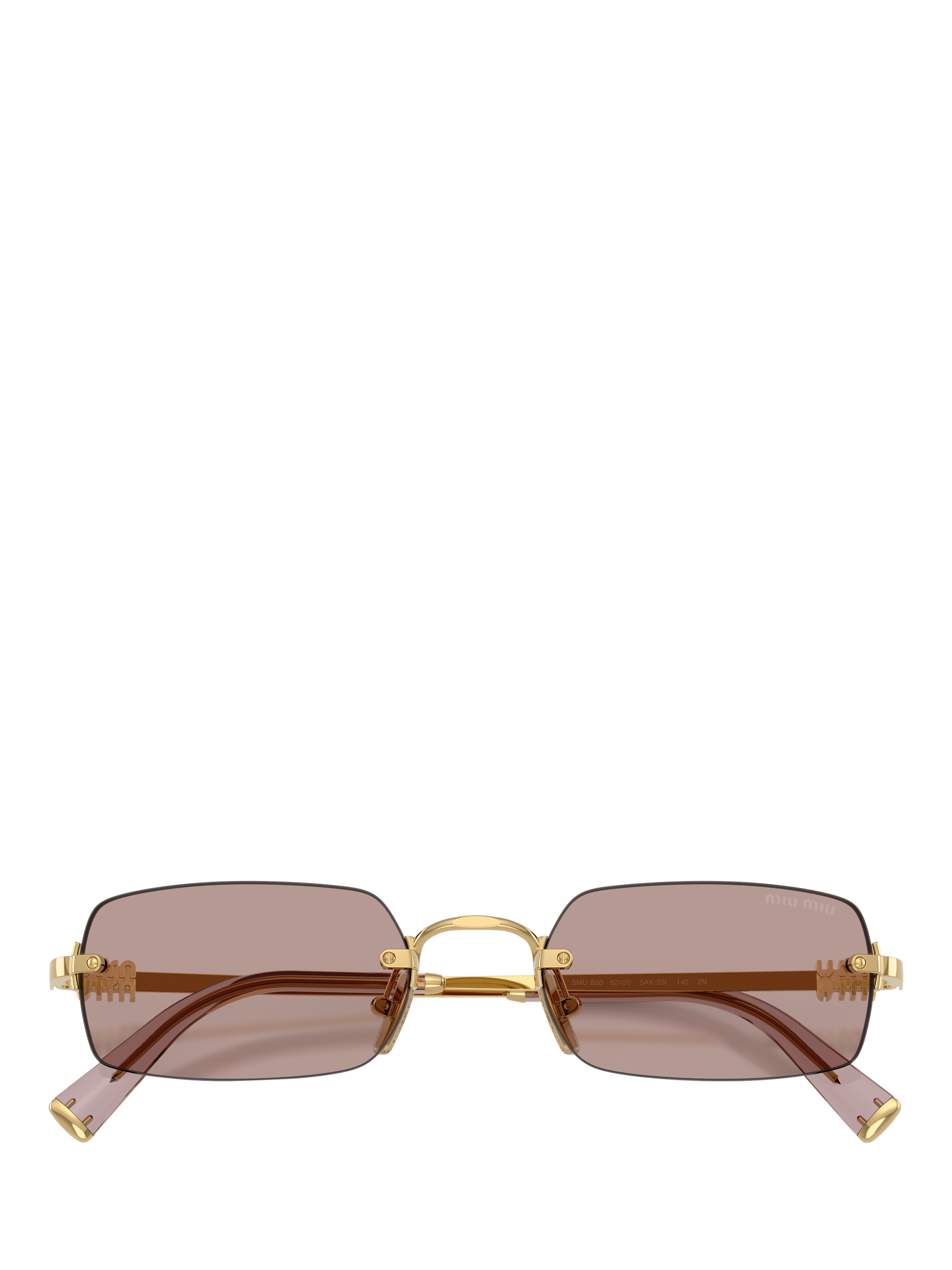 Product image 5 of 5, which shows Miu Miu MU B50S5 Women's Rectangular Sunglasses, Gold/Brown