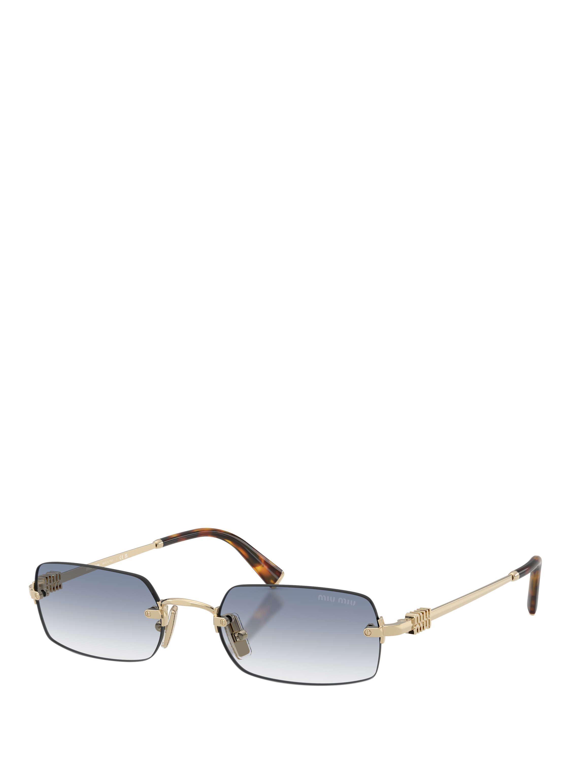 Product image 1 of 5, which shows Miu Miu MU B50SZ Women's Rectangular Sunglasses, Pale Gold/Blue