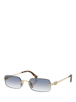 Miu Miu MU B50SZ Women's Rectangular Sunglasses, Pale Gold/Blue, Pale Gold/Blue