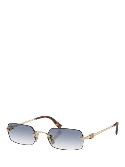 Miu Miu MU B50SZ Women's Rectangular Sunglasses, Pale Gold/Blue, Pale Gold/Blue