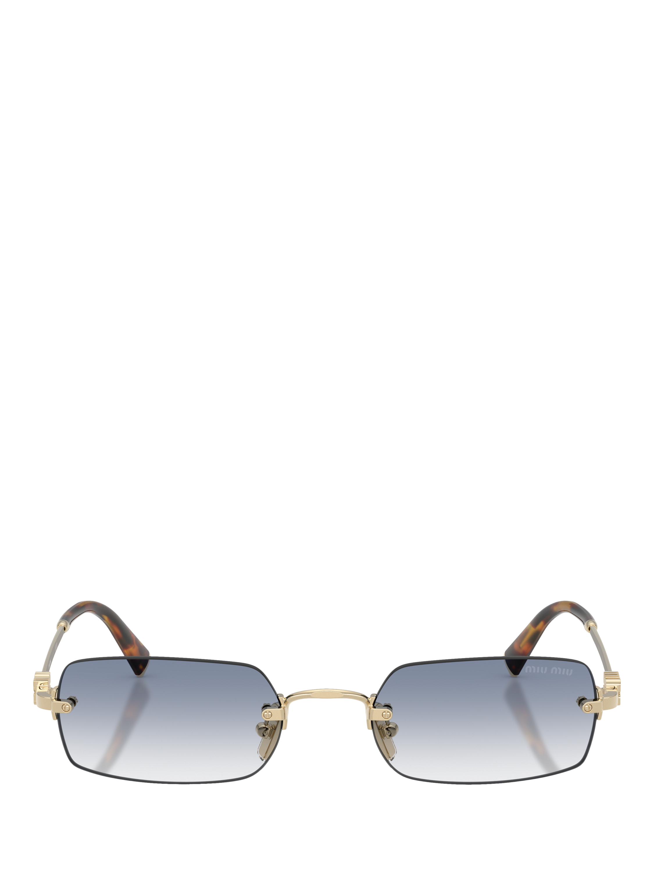 Product image 2 of 5, which shows Miu Miu MU B50SZ Women's Rectangular Sunglasses, Pale Gold/Blue