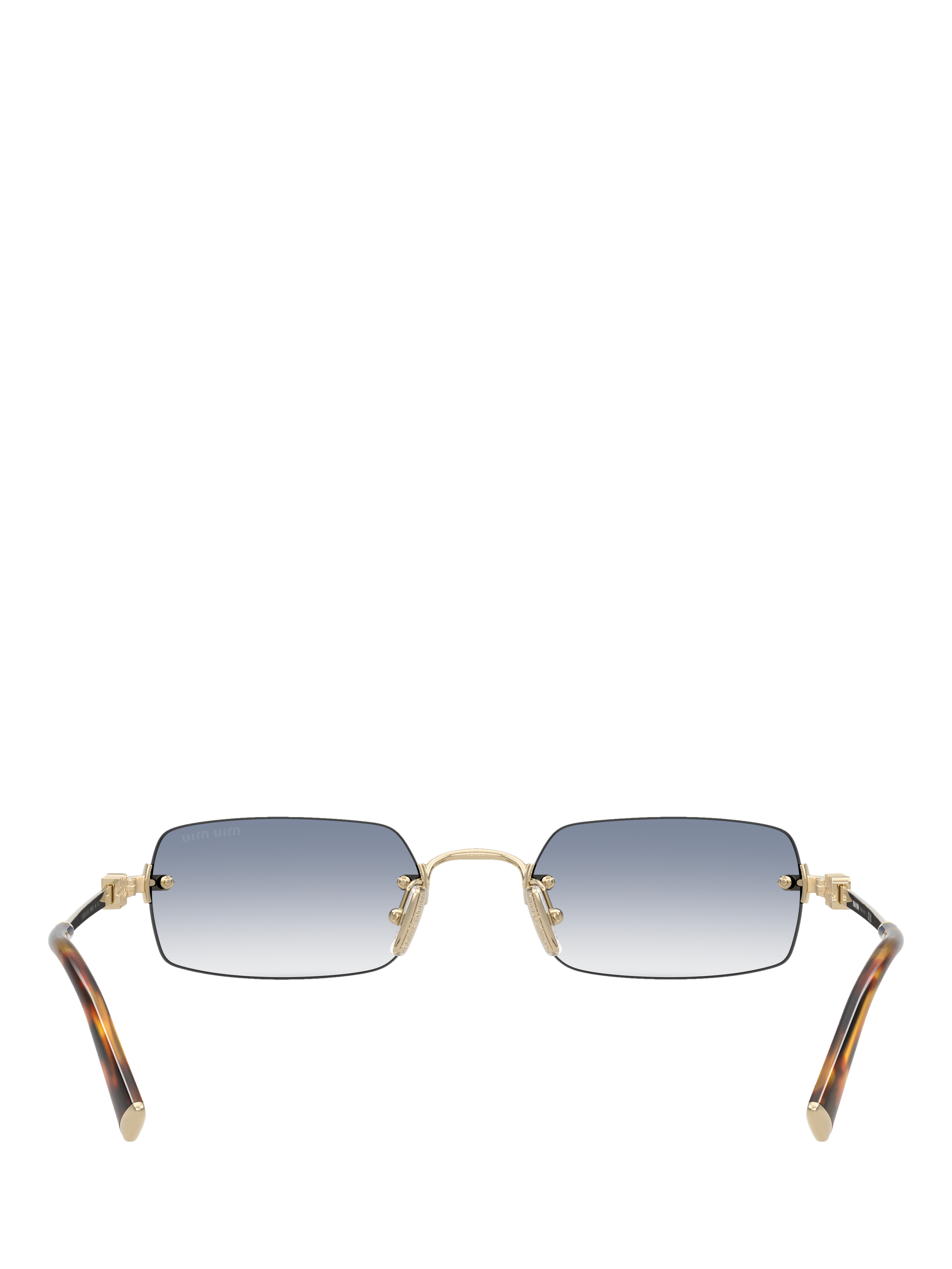Product image 4 of 5, which shows Miu Miu MU B50SZ Women's Rectangular Sunglasses, Pale Gold/Blue