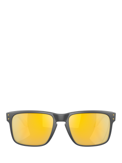 Oakley OO910 Men's Polarised Square Sunglasses, Matte Carbon/Yellow - view 2, Matte Carbon/Yellow