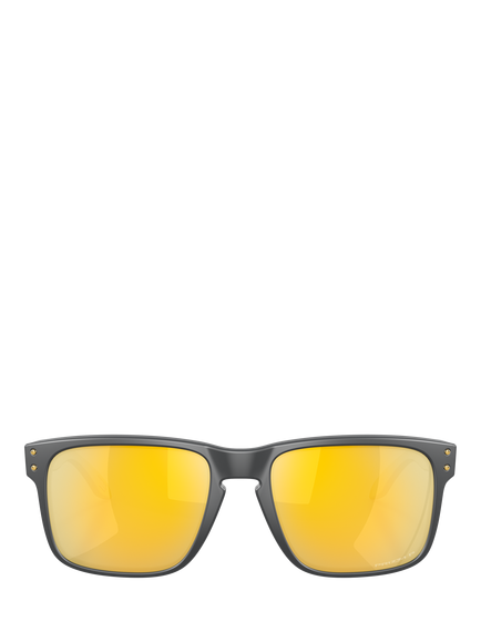 Oakley OO910 Men's Polarised Square Sunglasses, Matte Carbon/Yellow - view 2, Matte Carbon/Yellow