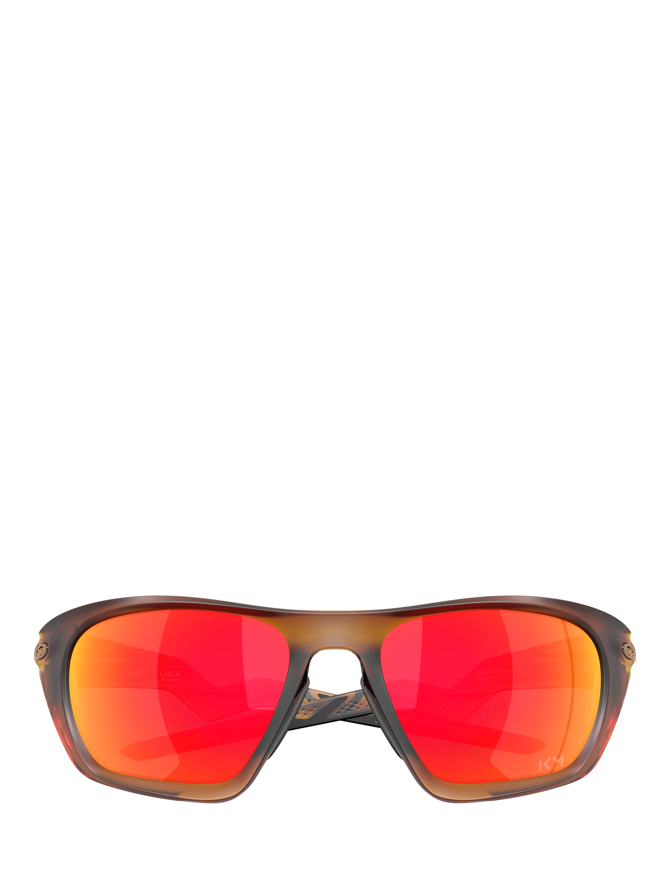 Product image 5 of 6, which shows Oakley OO9431 Men's Rectangular Sunglasses, Matte Dark Amber/Mirror Orange