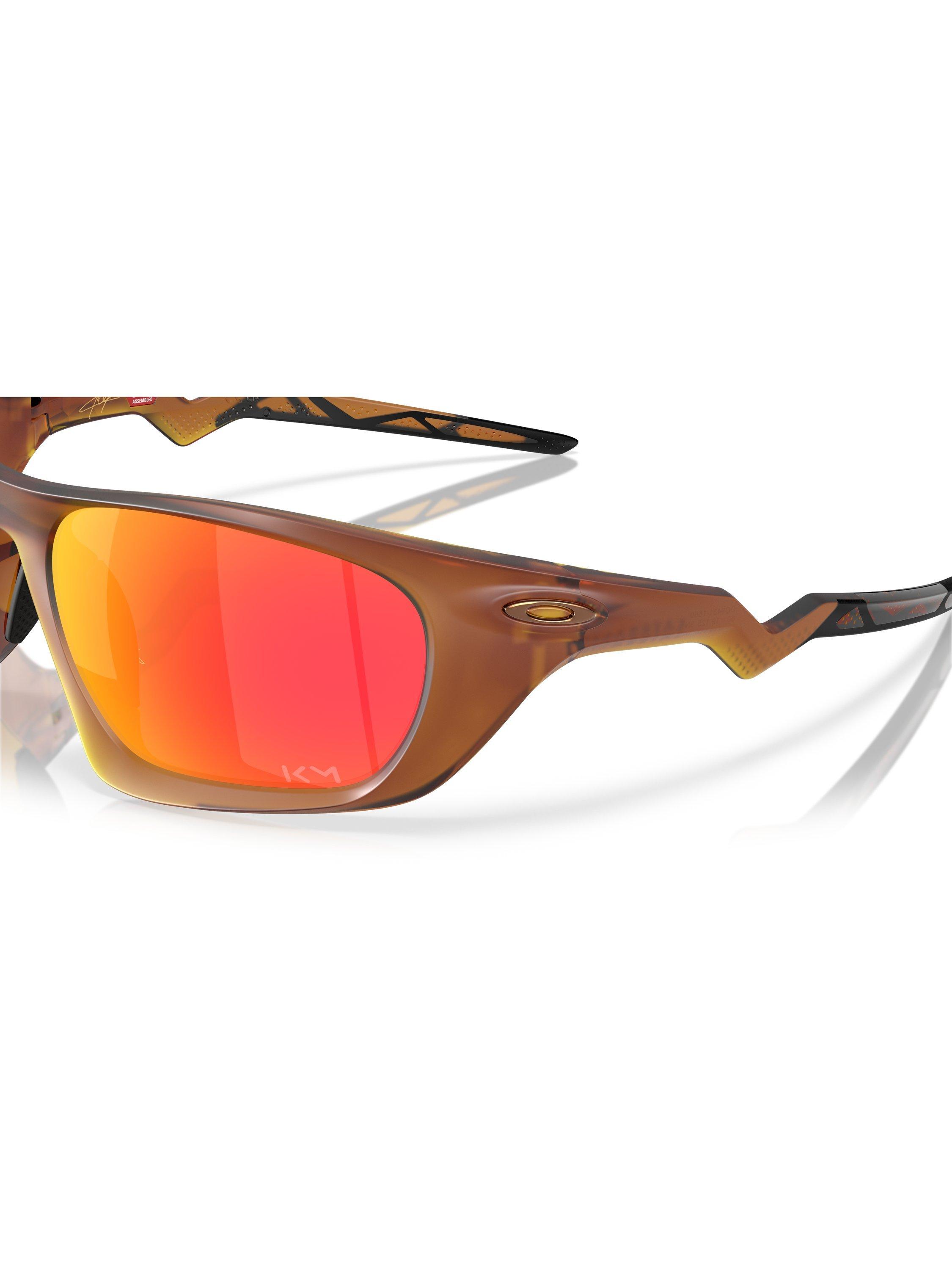 Product image 6 of 6, which shows Oakley OO9431 Men's Rectangular Sunglasses, Matte Dark Amber/Mirror Orange