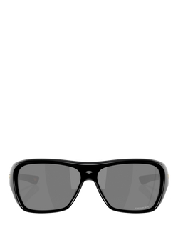 Oakley OO949 Unisex Rectangular Sunglasses, Polished Black/Grey - view 2, Polished Black/Grey