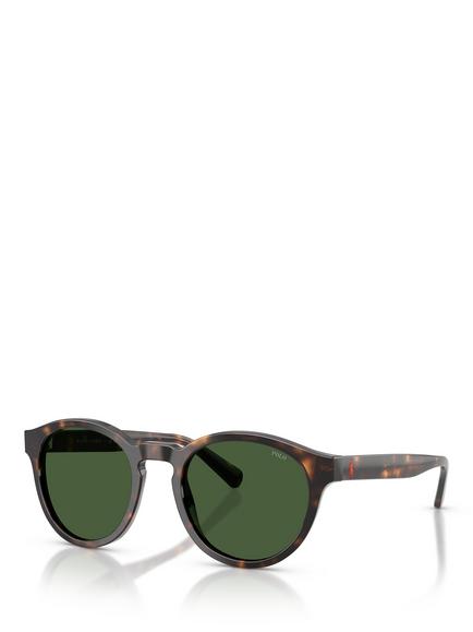 Ralph Lauren Polo Ralph Lauren PH4192 Men's Round Sunglasses, Shiny Dark Havana/Green, Shiny Dark Havana/Green