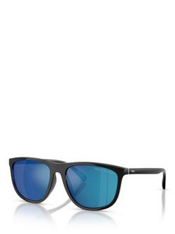 Ralph Lauren Polo Ralph Lauren PH4231U Men's Polarised Pillow Sunglasses, Shiny Black/Mirror Blue, Shiny Black/Mirror Blue