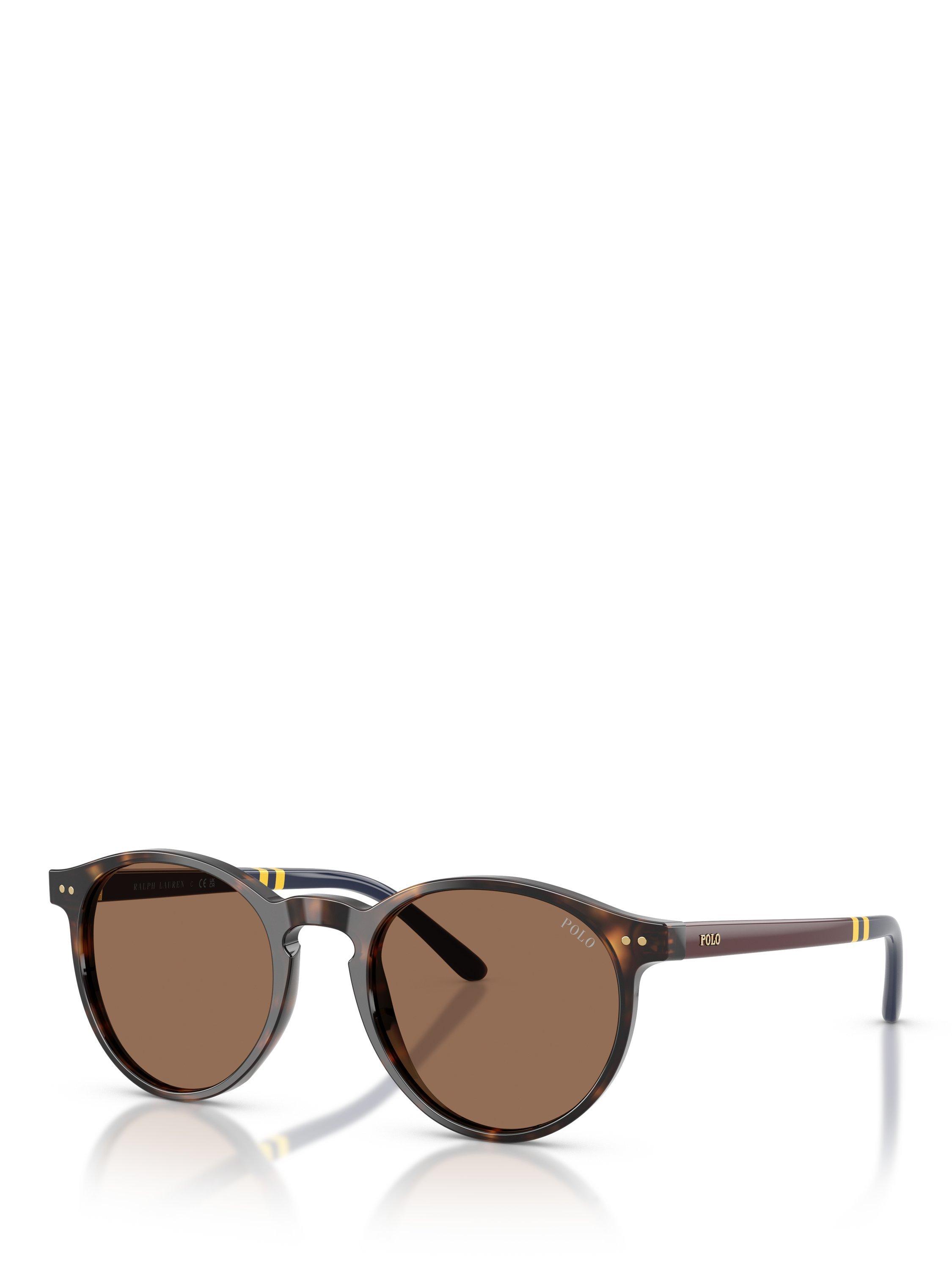 Product image 1 of 5, which shows Ralph Lauren 0PH4236 Round Sunglasses, Shiny Dark Havana/Brown