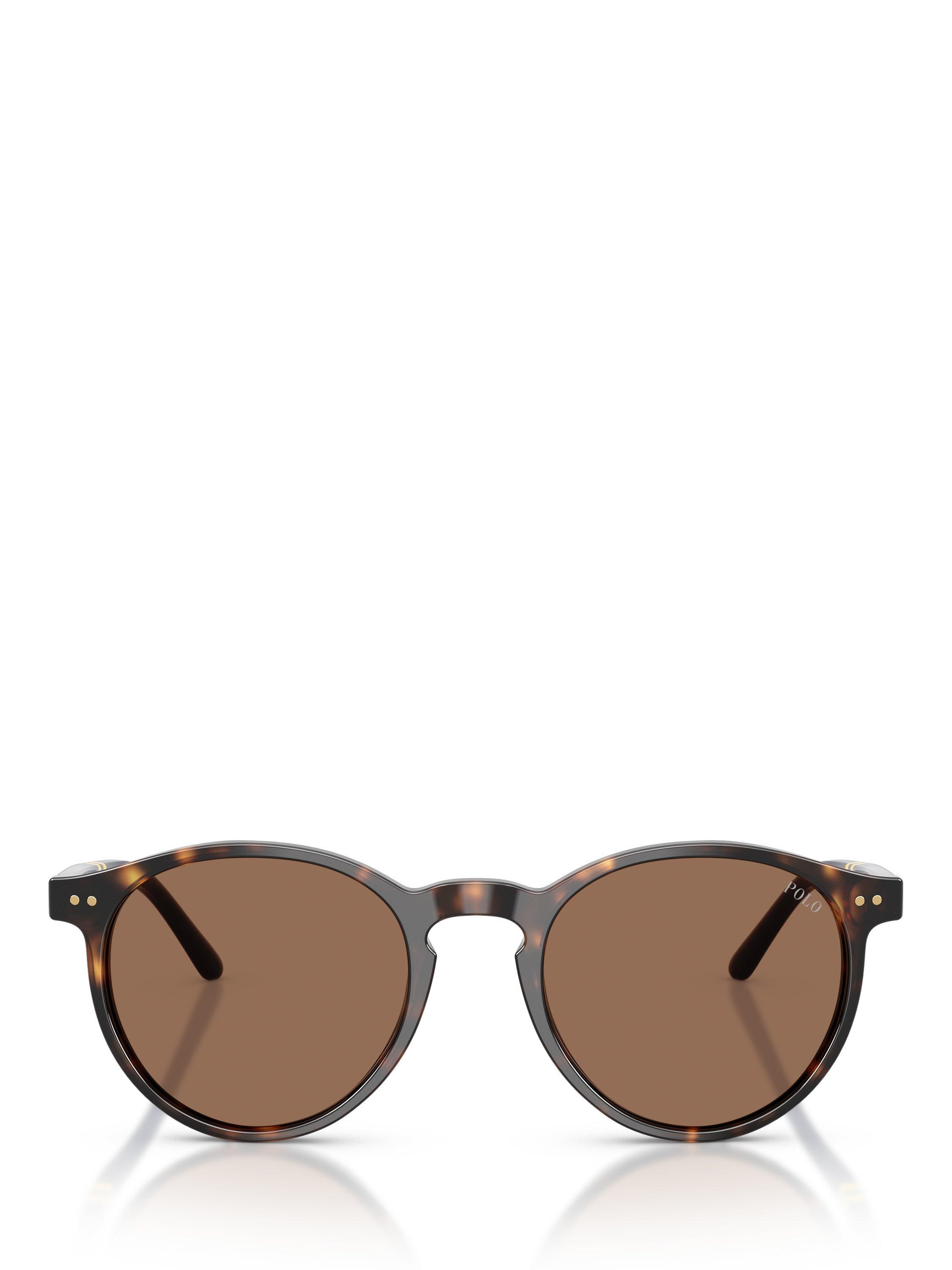 Product image 2 of 5, which shows Ralph Lauren 0PH4236 Round Sunglasses, Shiny Dark Havana/Brown