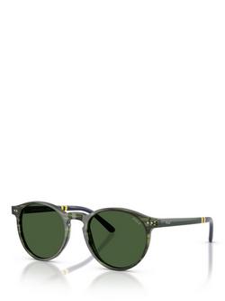 Ralph Lauren 0PH4236 Round Sunglasses, Shiny Striped Green Havana/Green