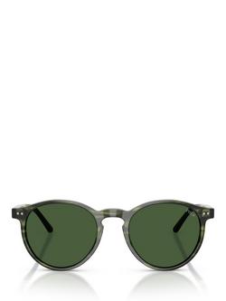 Ralph Lauren 0PH4236 Round Sunglasses - view 2, Shiny Striped Green Havana/Green