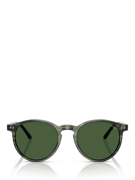 Ralph Lauren 0PH4236 Round Sunglasses - view 2, Shiny Striped Green Havana/Green