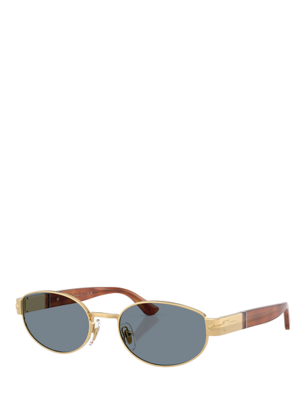 Persol PO1024 Unisex Oval Sunglasses, Gold/Blue, Gold/Blue