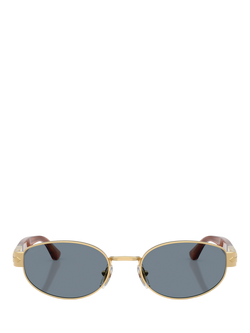 Persol PO1024 Unisex Oval Sunglasses, Gold/Blue - view 2, Gold/Blue