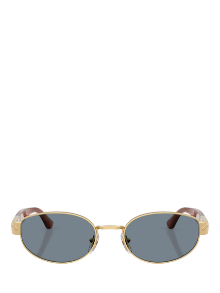 Persol PO1024 Unisex Oval Sunglasses, Gold/Blue - view 2, Gold/Blue