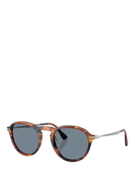 Persol PO3383 Unisex Phantos Sunglasses Black/Brown, Striped Black/Brown