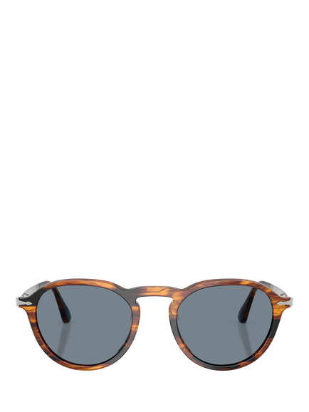 Persol PO3383 Unisex Phantos Sunglasses Black/Brown - view 2, Striped Black/Brown