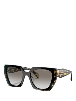 Prada PR 15WS Women's Cat's Eye Sunglasses, Black Tortoise/Grey Gradient, Black Tortoise/Grey Gradient