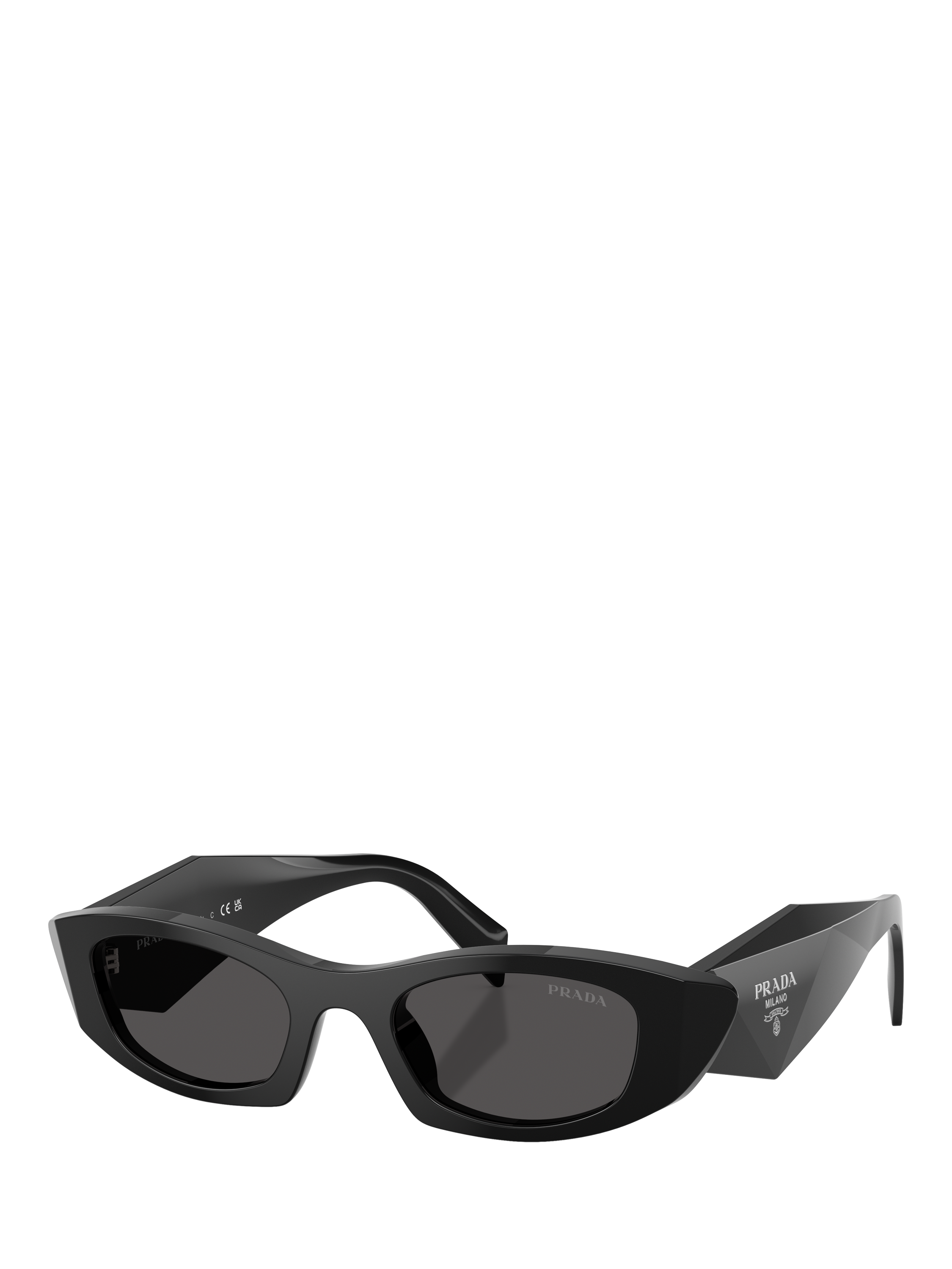 Product image 1 of 4, which shows Prada PR B16S Women's Oval Sunglasses, Black/Grey