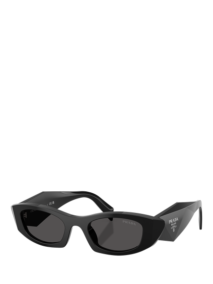 Prada PR B16S Women's Oval Sunglasses, Black/Grey, Black/Grey