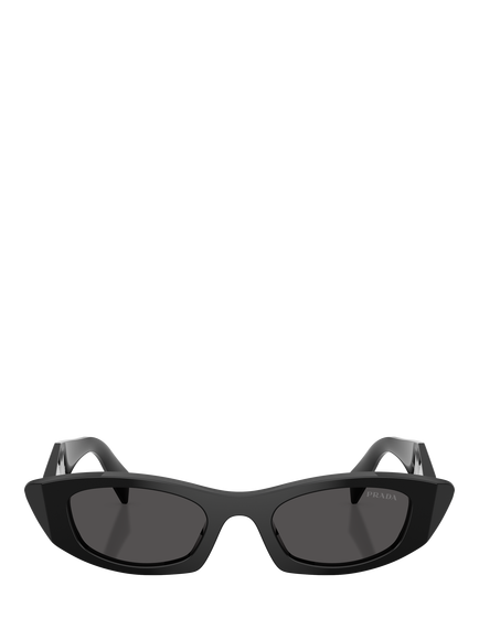 Prada PR B16S Women's Oval Sunglasses, Black/Grey - view 2, Black/Grey