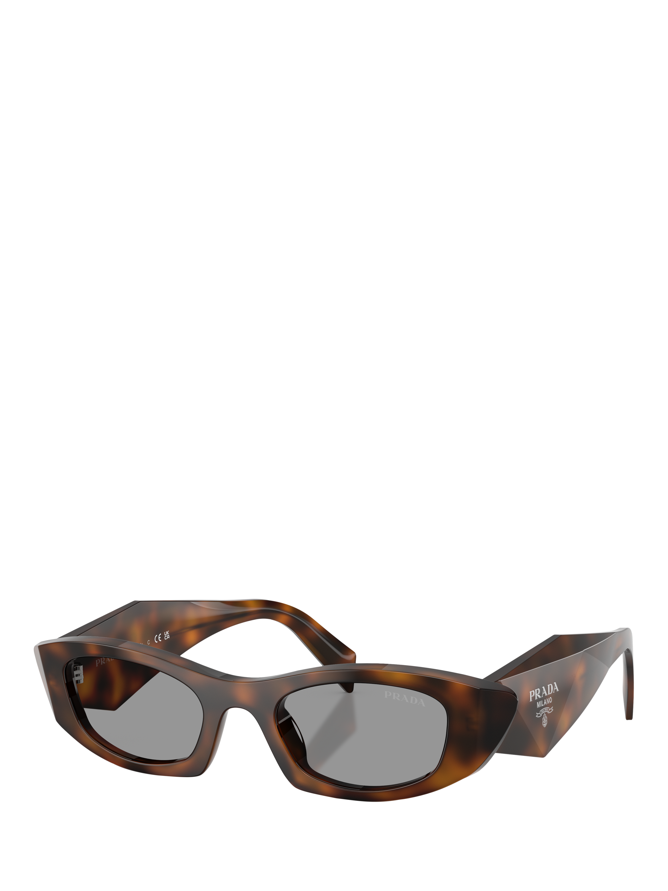 Product image 1 of 5, which shows Prada PR B16S Women's Oval Sunglasses, Juniper Tortoise/Grey