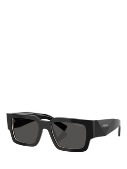 Prada PR B17S Men's Rectangular Sunglasses, Black/Grey
