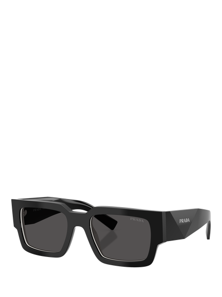 Prada PR B17S Men's Rectangular Sunglasses, Black/Grey