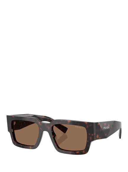 Prada PR B17S Men's Rectangular Sunglasses, Root Tortoise/Brown