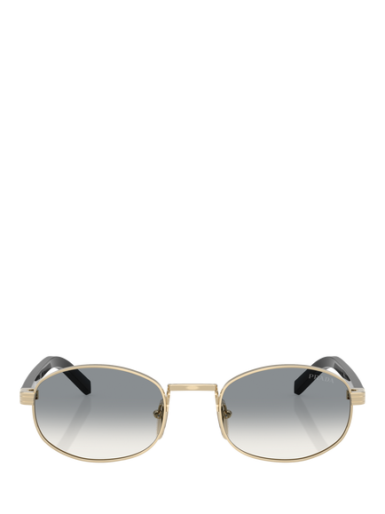 Prada PR B53S Women's Oval Sunglasses, Pale Gold/Grey Gradient - view 2, Pale Gold/Grey Gradient