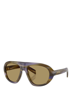 Prada PR C05S Women's Irregular Sunglasses, Striped Laguna/Green