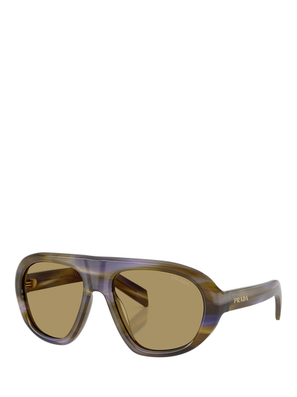 Prada PR C05S Women's Irregular Sunglasses, Striped Laguna/Green
