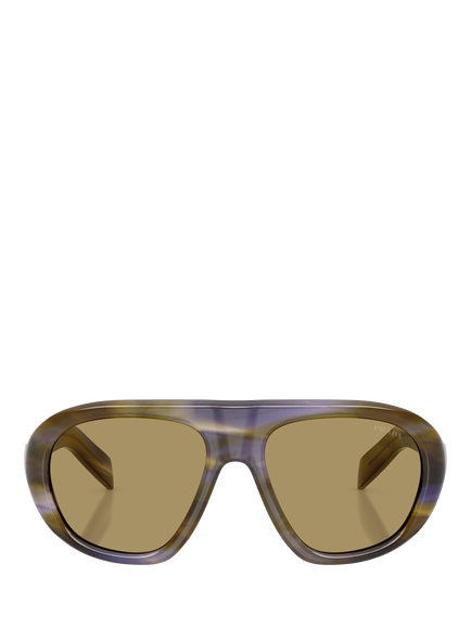 Prada PR C05S Women's Irregular Sunglasses - view 2, Striped Laguna/Green