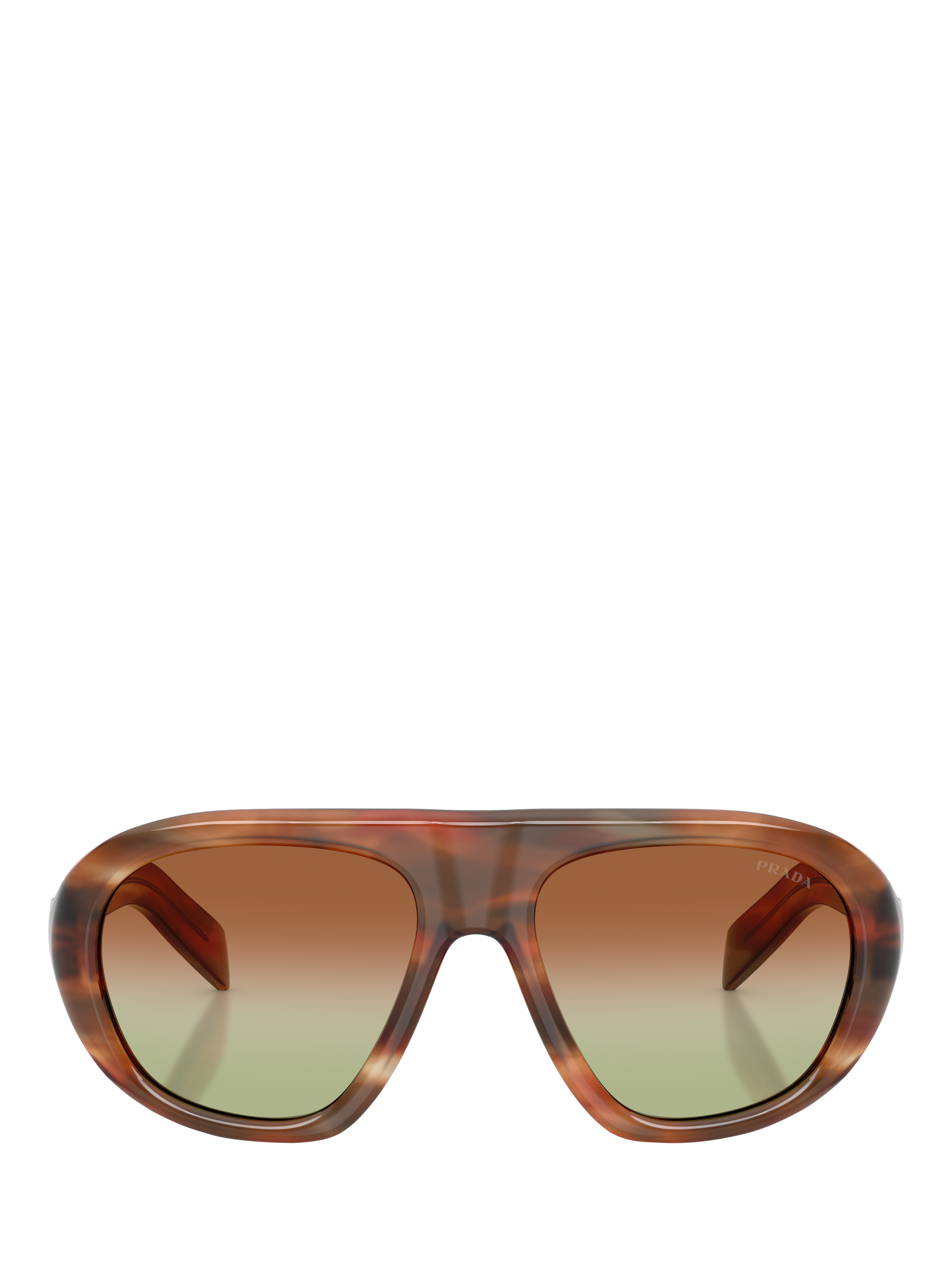 Product image 2 of 4, which shows Prada PR C05S Women's Irregular Sunglasses, Striped Oak/Brown Green Gradient