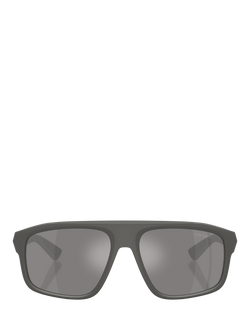 Prada Prada Linea Rossa PS B02S Men's Irregular Sunglasses, Metal Grey/Mirror Grey - view 2, Metal Grey/Mirror Grey