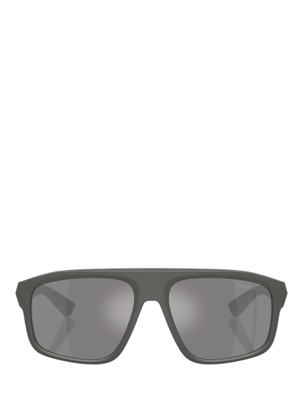 Prada Prada Linea Rossa PS B02S Men's Irregular Sunglasses, Metal Grey/Mirror Grey - view 2, Metal Grey/Mirror Grey