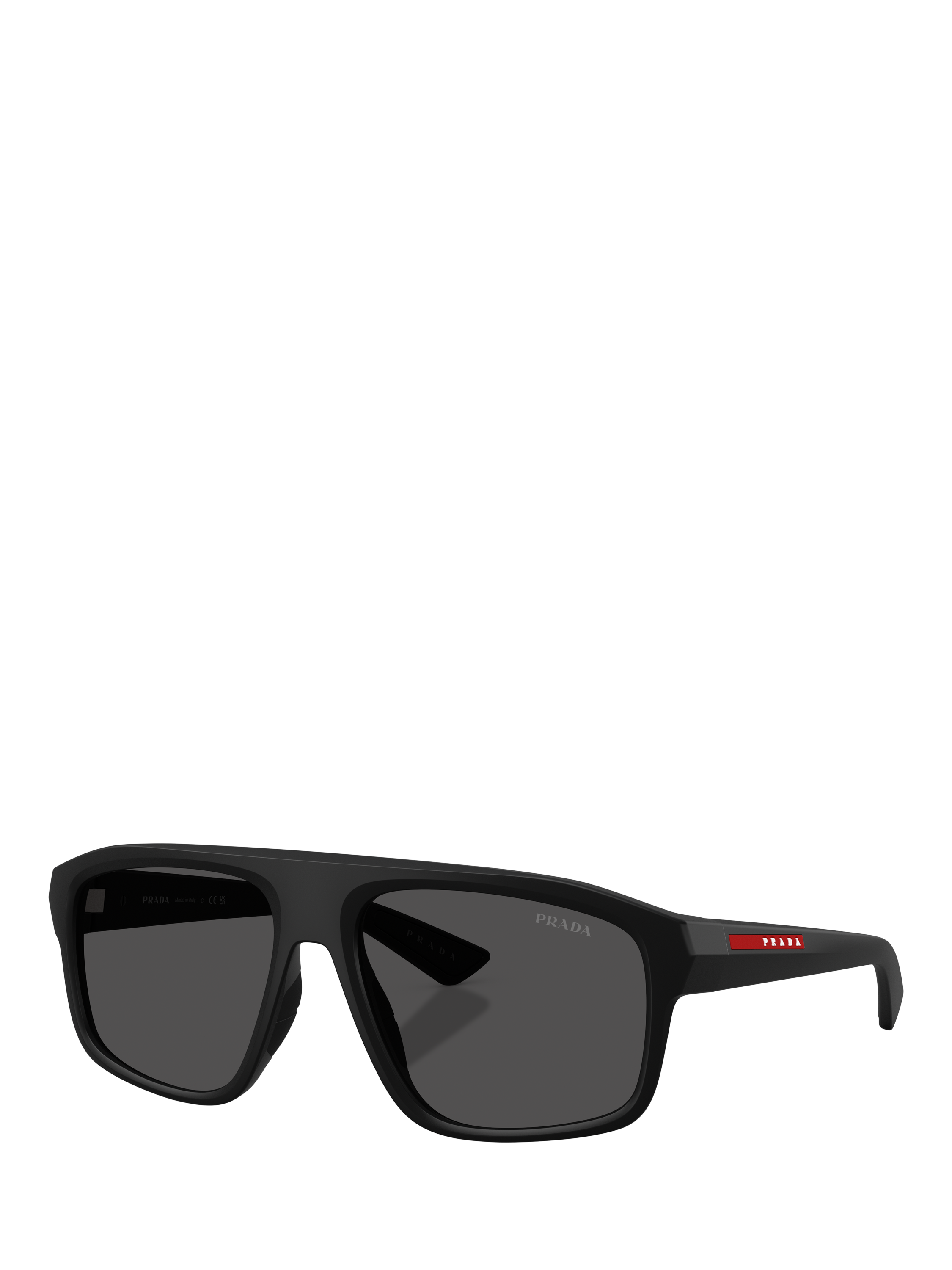 Product image 1 of 5, which shows Prada Prada Linea Rossa PS B02S Men's Irregular Sunglasses, Matte Black/Grey