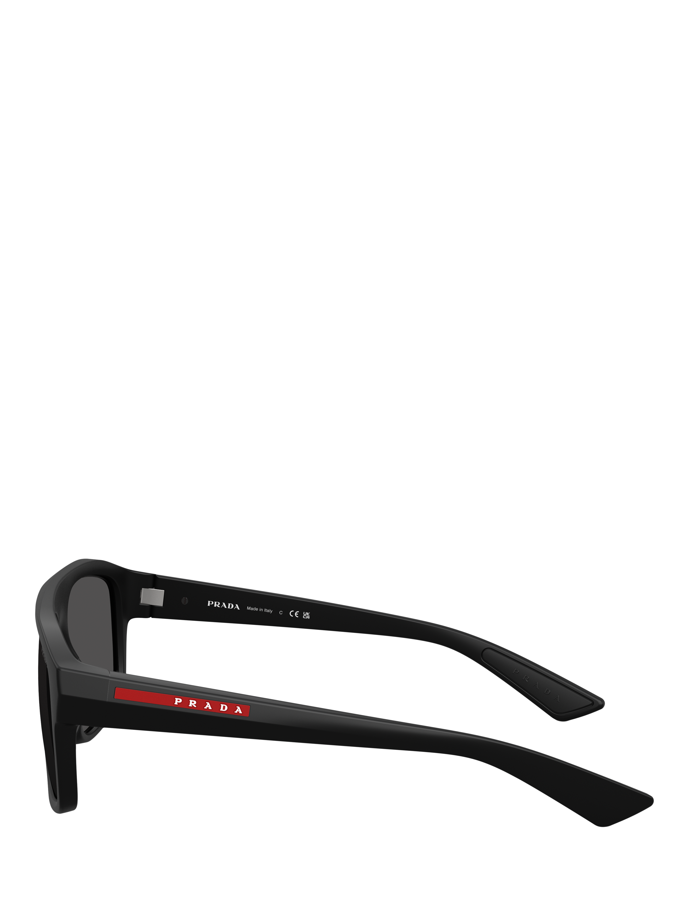 Product image 3 of 5, which shows Prada Prada Linea Rossa PS B02S Men's Irregular Sunglasses, Matte Black/Grey