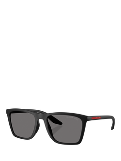 Prada Prada Linea Rossa PS B08S Men's Polarised Pillow Sunglasses, Matte Black/Grey, Matte Black/Grey