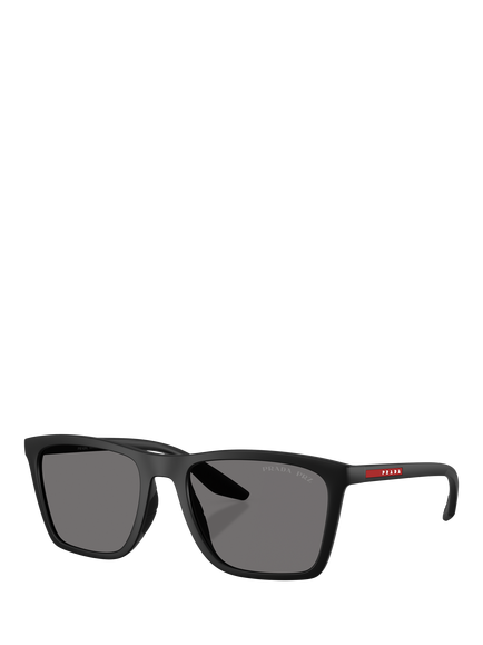 Prada Prada Linea Rossa PS B08S Men's Polarised Pillow Sunglasses, Matte Black/Grey, Matte Black/Grey