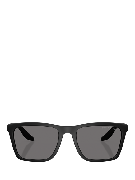 Prada Prada Linea Rossa PS B08S Men's Polarised Pillow Sunglasses, Matte Black/Grey - view 2, Matte Black/Grey