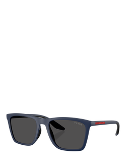 Prada PS B08STFY Men's D-Frame Sunglasses, Matte Blue/Grey, Matte Blue/Grey