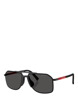 Prada PS B51S1B Men's Aviator Sunglasses, Matte Black, Matte Black