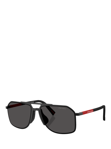 Prada PS B51S1B Men's Aviator Sunglasses, Matte Black, Matte Black