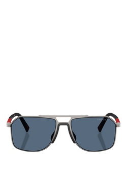 Prada Prada Linea Rossa PS B51S Men's Aviator Sunglasses, Gunmetal/Blue - view 2, Gunmetal/Blue